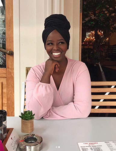 Harewom Head Wraps for Black Women Stretch Head Scarf Long African Hair Wraps Turban Headwraps Jersey Headbands - color: 1pcs -Black