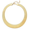 Chunky Gold Collar Choker Statement Necklace for Women Trendy | Gold Plated Layered Twist Flat Thick Snake Herringbone Chain African Torque Necklace Prom Boho Necklaces Party Jewelry Gift - style: Flat Herringbone Chain/Gold