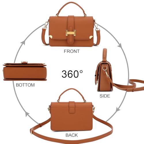 LL LOPPOP Women's Small Classy Crossbody Purse Top Handle Handbags Leather Satchel Bags for Women - color: B-brown