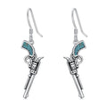 Western Earrings for Women 925 Sterling Silver Turquoise Western Country Dangle Drop Earrings Country Jewelry Gifts for Cowgirl Cowboy - style: Gun