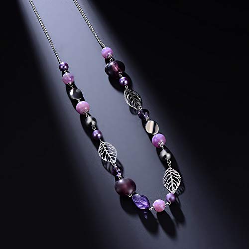 PEARL&CLUB Long Beaded Necklaces For Women - Sweater Chain Fashion Jewelry Necklace Gifts For Women - color: 24-Purple