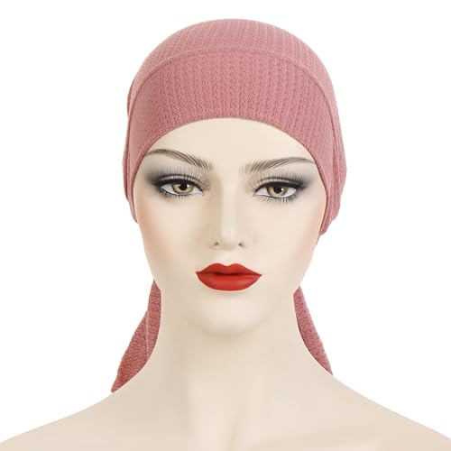 YYAOJHAO Pre Tied Bandanas Headscarf for Women - Solid Wave Chemotherapy Caps Headwrap Chemo Turban Headwear Hats - color: Pink Power
