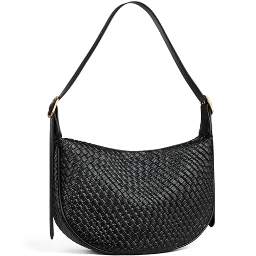 BOSTANTEN Purses for Women Crescent Crossbody Bag Vegan Leather Shoulder Hobo Handbag Adjustable Strap - color: Large Black