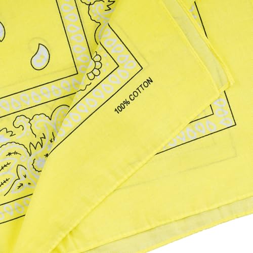 Raylarnia Bandana Multi-Purpose 100% Cotton Headbands for Women, 22 inch Paisley Cowboy Bandanas for Men - color: Yellow