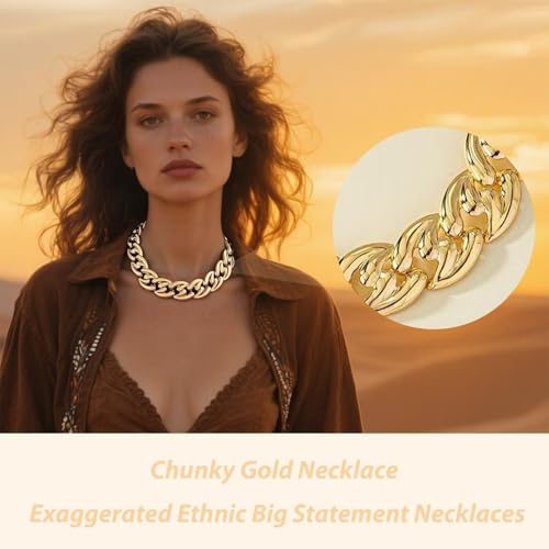 choice of all Chunky Gold Necklace Statement Necklace for Women Punk Chain Thick Gold Choker Jewelry Trendy Birthday Gifts - color: J:Chunky
