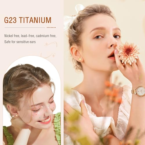 ZDE Women Earrings Flat Back Dot Earrings Titanium Hypoallergenic Cartilage Non-Nickel Earrings Studs for Sensitive Ears Simple Classic 3mm/4mm/5mm/6mm Screw On Stud Earring - color: Gold, size: 4MM