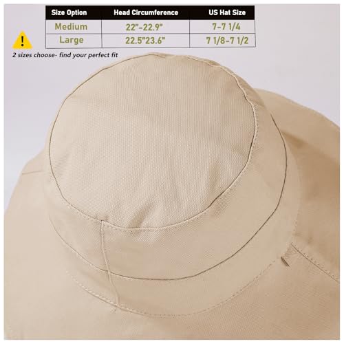 vidsel Womens Sun Hats Wide Brim Reversible Bucket Cotton Hat Packable Summer Travel Cap with Hat Clip,UV Protection - color: Medium-beige1, size: Medium