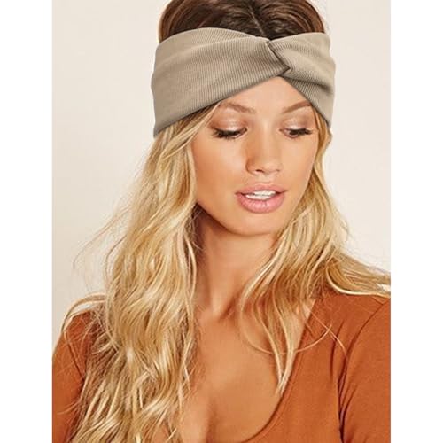 AQOKKA Elastic Knotted Headbands for Women Criss Cross Head Bands for Women's Hair Non Slip Boho Wrap Twisted Hair Accessories - color: 8 Pack Ribbing Cross Headbands C