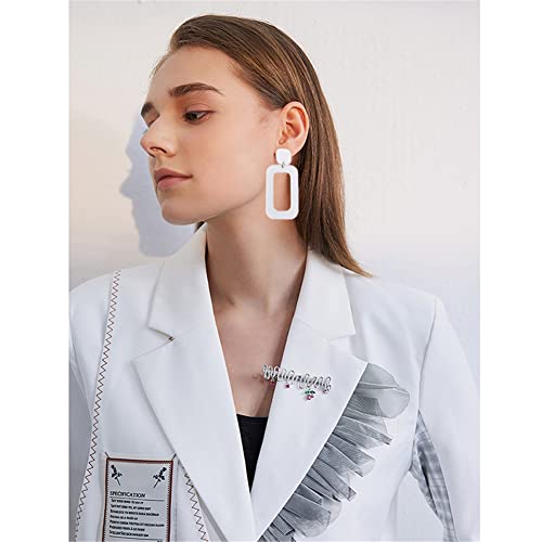 ANXIN STORE Boho Minimalist Multicolor Acrylic Geometric Square Hollow Pendant Neon Nightclub Earrings Vintage 80s 90s Party Accessories Womens - color: White hollow earrings
