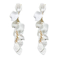 Long Acrylic Rose Petal Earrings Dangle Exaggerated Flower Earrings Drop Statement Floral Tassel Earrings for Women - color: Long Acrylic Rose Petal Earrings-White