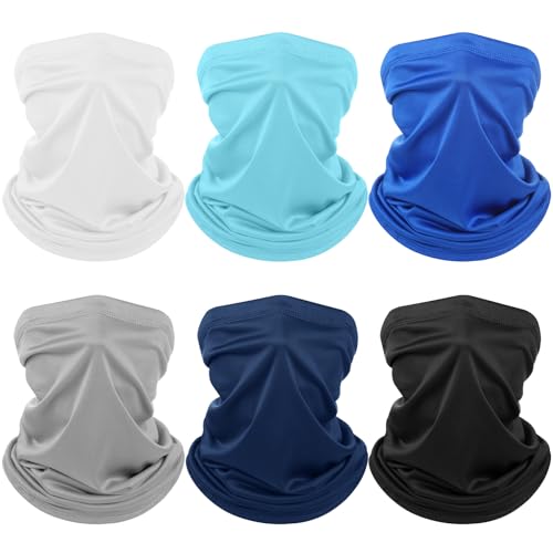 Geyoga 6 Pieces Summer UV Protection Cooling Neck Gaiter Face Clothing Neck Gaiter Mask Scarf Sunscreen Breathable Bandana - color: Blue