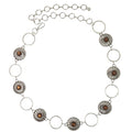 Women's Concho Chain Belt – Adjustable Western Waist Belt for Cowgirl, Festival & Boho Outfits - color: Silver With Tiger's Eye Brown, size: Small-Medium