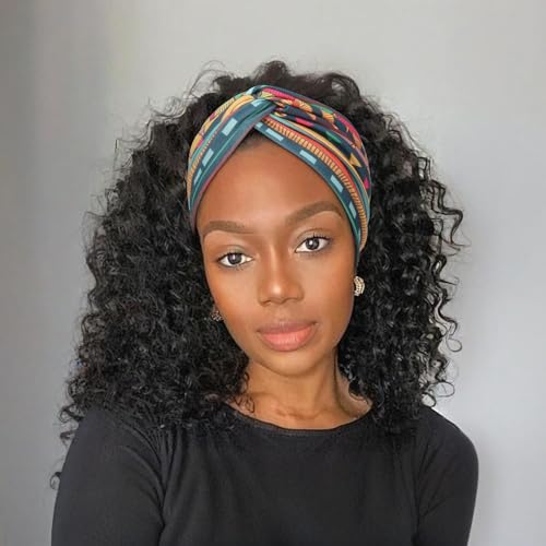 AQOKKA Extra Wide Headbands for Women Large Turban Headband Non Slip Boho Elastic Hairband Hair Twisted Knot Head Bands Accessories - color: 4 Pcs: African Print A