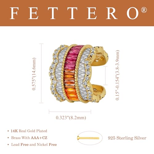 FETTERO Ear Cuff Earrings for Women Non Piercing 14K Gold Plated Ear Cuffs for Non Pierced Ears Clip on Cartilage Earring Ligthweight Fake Earrings | Single - style: Ripple Lace