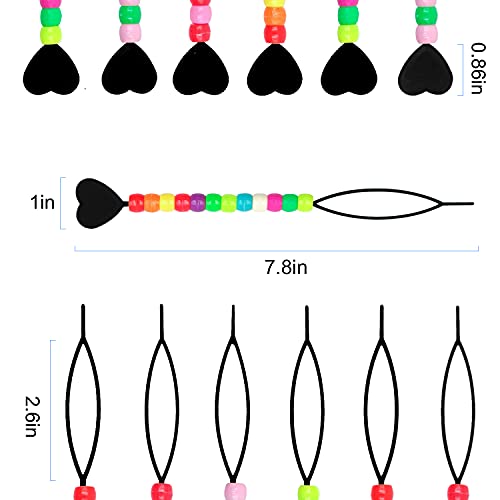 Hoyols Quick Hair Beading Tools with Colorful Pony Beads Magic Topsy Hair Tail Braid Stringer Ponytail Maker for Teens Girls 6pcs Black - color: 6pcs Black w/ beads