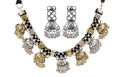 Indian Designer Statement Afghani Silver Oxidised Dual Tone Ethnic Traditional Tassel Choker Necklace Jewelry Women - color: SILVER