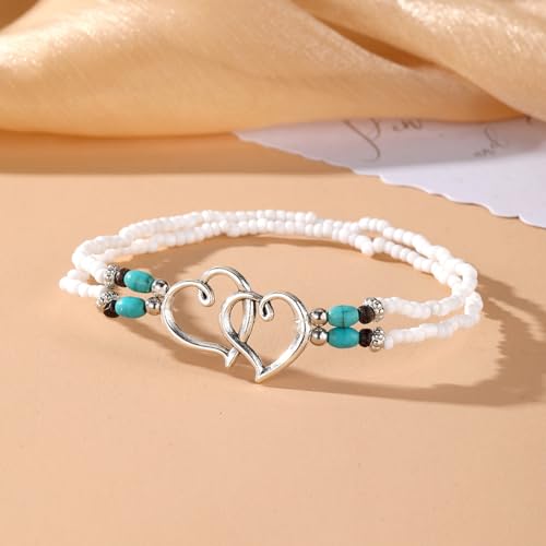 ZMANYIJEW Shell Ankle Bracelet Set for Women, Boho Pearl Adjustable Anklet,Beaded Layered Ankles Bracelets Shell Pendant Elastic Foot Chain Anklets for Women - style: 2pcs