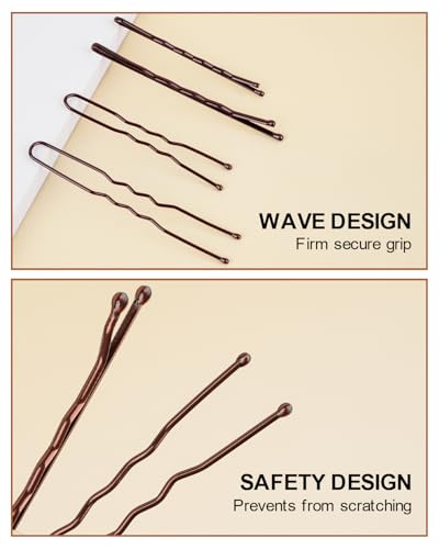 MAORULU Hair Bobby Pins with Cute Case, 250 CT Hair Pins for Buns, Premium U Hair Accessories for Women, Girls and Kids, Great for All Hair Types (Variety U & Bobby Pins Brown) - color: Variety U & Bobby Pins Brown