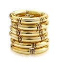 iF YOU 6pcs Chunky Acrylic Bangle Bracelets for Women, Resin Bamboo Brown Stretchy Bracelet Stack, Fashion Jewelry for Women - color: 6 Gold chunky acrylic bracelets
