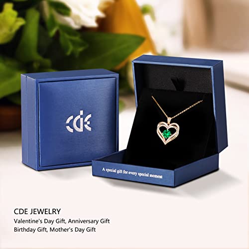 CDE Engraved Forever Love Heart Birthstone Necklace Jewelry Gifts for Women | Hypoallergenic,Nickel-Free & Lead-Free,3 x 3 mm 5A CZ Heart Pendant,Anniversary Christmas Birthday Gift for Girlfriend Wife - color: Birthstone-05-May, style: Rose Gold Plated-S