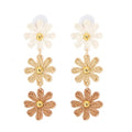 Raffia Flower Earrings Boho Handmade Straw Wrapped Drop Dangle Earrings for Women Summer Beach Jewelry - color: khaki