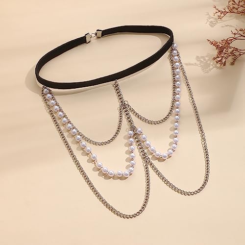 Snake Leg Chain for Women, Sexy Serpent Charm Thigh Garter, Summer Bikini Skirt Beach Party - style: F pearl silver