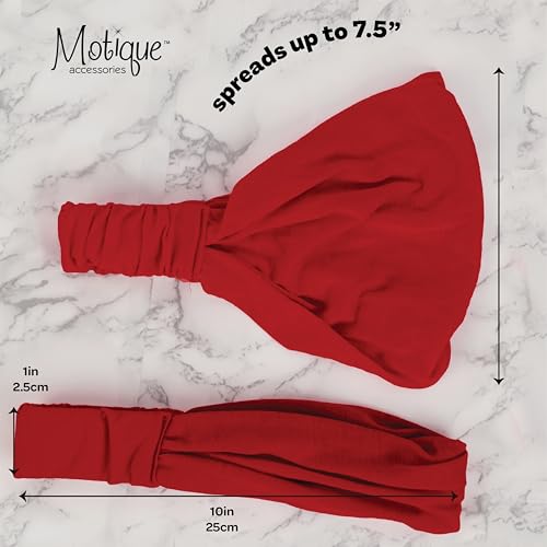 Motique Accessories Wide Cotton Head Band Solid Boho Yoga Style Soft Hairband for Women (Red) - color: Red