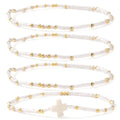 Gold Colorful Beaded Cross Bracelet Stack Set for Women,Handmade Bohemian Seed Beads Stacked Bracelets Fashion Holiday Jewelry Gift - color: White
