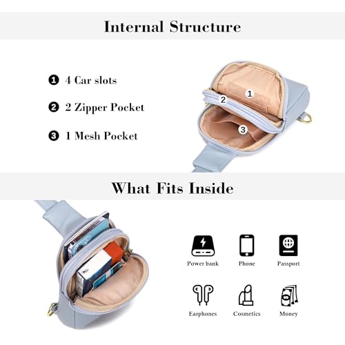 INICAT Women's Small Sling Bag, Lightweight Everyday Vegan Leather Crossbody Purse for Daily Essentials and Travel Light - color: Light Blue, size: Small