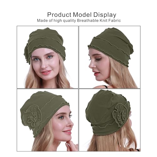 osvyo Chemo Headwear Turban Cap for Women - Cancer Beanie Hair Loss Sealed Packaging - color: Cotton Dark Moss