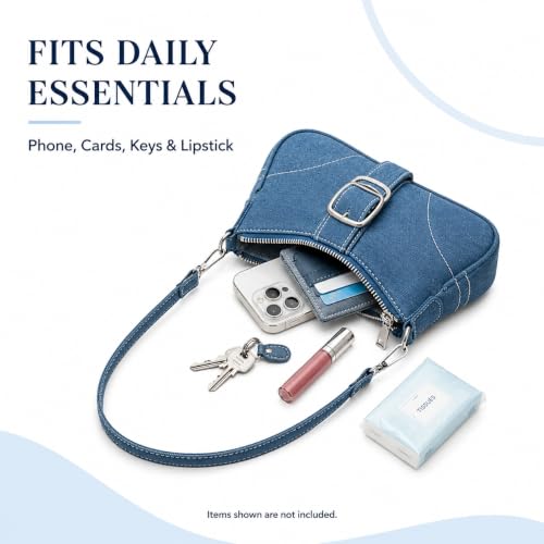 QZUnique Women Denim Mini Bucket Bag Crossbody Purse Shoulder Handbag Drawstring Quilted Tassel Barrel Shape Satchel Tote Bag - color: Hobo Blue