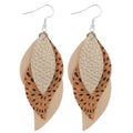 ANXIN boho unique Leather Earrings 2 Layered Lightweight Faux Leather Leaf Earrings Layered Design Drop Earrings Gift for Women - color: Style A