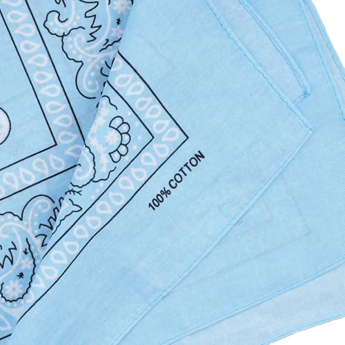 Raylarnia Bandana Multi-Purpose 100% Cotton Headbands for Women, 22 inch Paisley Cowboy Bandanas for Men - color: Light Blue