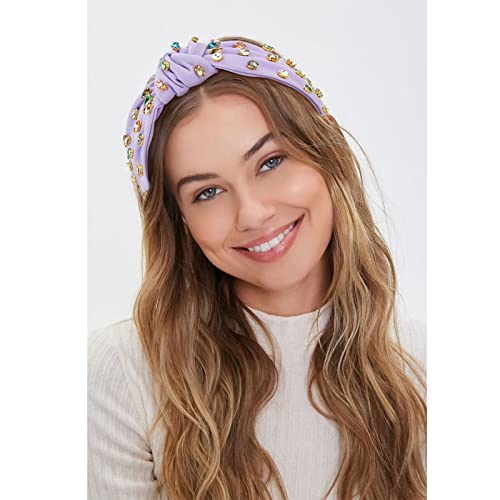 YISSION 1PC Crystal Knotted Headband for Women Non Slip Rhinestone Headband Purple Head Band Fashion Wide Headbands Hair Accessories for Women Girls - color: Light Purple