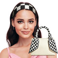 Sumolux Head Hair Scarf for Women Neck Purse Bag Handbags Scarf Like Silk - color: Black White Checkered Pattern