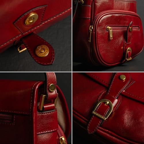 Time Resistance Leather Cross Body Bag for Women - Handbag, Shoulder, Messenger, Purse - color: Red