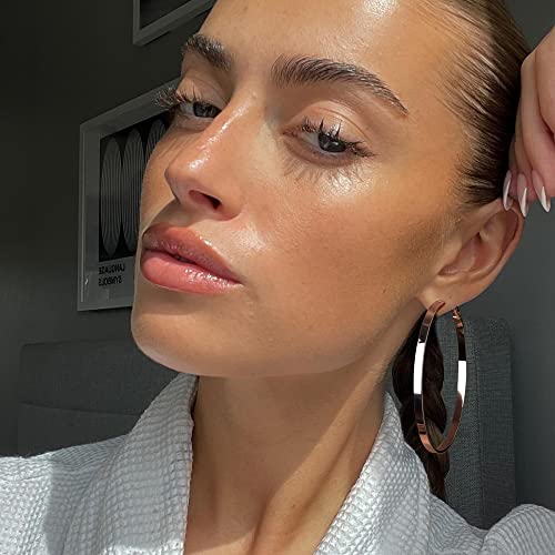 EXGOX Silver Hoop Earrings for Women - Sterling Silver & 14K Gold Plated - Hypoallergenic 925 Silver - Big Hoop Earrings (30/40/50/60/70mm) - color: 4MM Wide-Silver 60mm