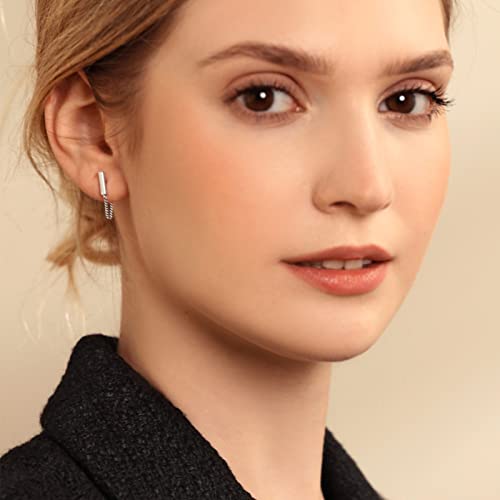 Chain Earrings for Women Small Sterling Silver Post Bar Drop Dangle Earrings Minimalist Stud Earring Hypoallergenic Dangly Jewelry Gift - color: small chain stud/silver