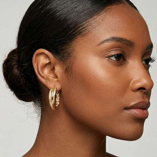 4 Pair Small Gold Hoop Earrings for Women Sensitive Ears - Hypoallergenic 14k Real Gold Plated Hoops Zirconia Cartilage Huggie Earrings Set Helix Piercing Earring Gold Jewelry for Women Gift - color: 1945 Hoop Gold
