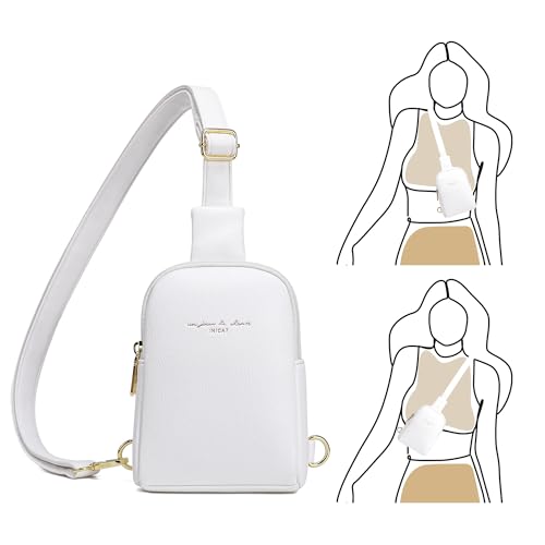 INICAT Women's Small Sling Bag, Lightweight Everyday Vegan Leather Crossbody Purse for Daily Essentials and Travel Light - color: White, size: Small