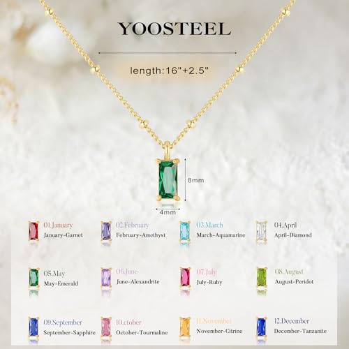 Yoosteel 14K-Gold-Plated Necklace for Women - Dainty Birthstone Cubic Zirconia Pendant Necklaces Trendy Friendship Birthday Jewelry Gifts for Women - color: 12-December-Tanzanite Blue