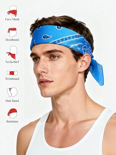 URATOT 12Pcs Paisley Cotton Bandana Printed Head Scarf Set | Rich color options classic paisley printed available for both adults and children with diverse usage scenarios - color: Mixed Colors F