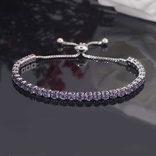 CiNily Adjustable Tennis Bracelets for Women Teen Girls Rainbow Cubic Zirconia Bracelet 14K White Gold Plated Hypoallergenic Slider Bracelet Jewelry Gift - color: Adjustable bracelet-purple