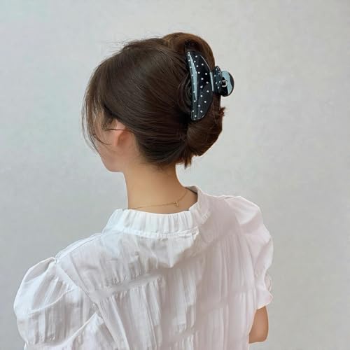 Strong Hold Polka Dot Hair Claw Clips Set of 2 for Thick Hair, Non-Slip Daily Styling, Cute All-Season Hair Accessories