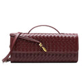 NEWBELLA Handwoven Women's Clutch Purse, Crossbody Bag with Adjustable Strap for Evening & Casual Use - color: Burgundy
