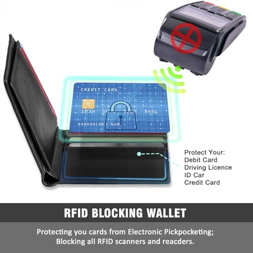 RUNBOX Wallet for Men -Slim Rfid Leather Mens Bifold Novelty Wallets 2 ID Window With Gift Box Men's Accessories | Slim - color: Classic black