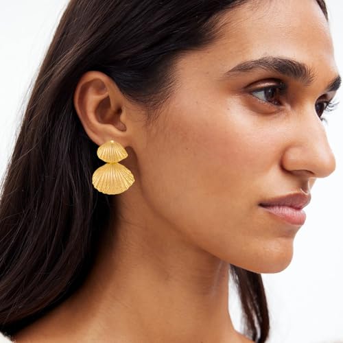 Gold/Silver Shell Dangle Earrings for Women Seashell Drop Dangle Earrings Ocean Beach Earrings Summer Jewelry - color: H