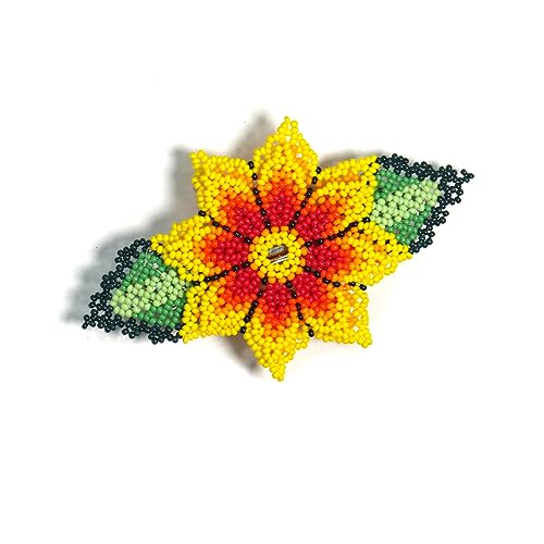 Beaded Hair Clips Native American Style Handmade Collection (Huichol (Yellow)) - color: Huichol ( Yellow)