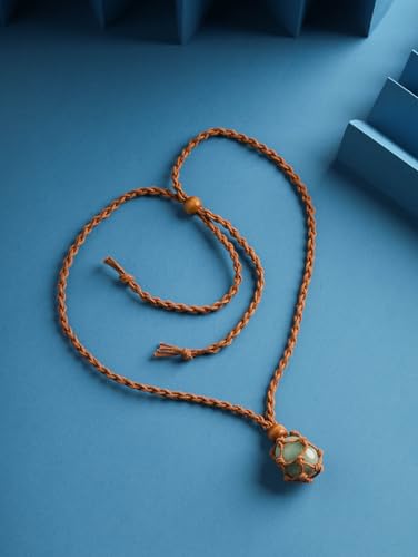 MINACHI Boho Macrame Necklace with Green Aventurine Stone, Handmade Adjustable Rope Pendant, Vintage Hippie Jewelry for Women - style: Necklace NECK.002