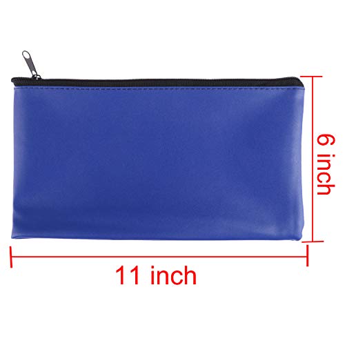 12 Pieces Bank Bag Money Pouch Security Bank Deposit Bag with Zipper for Cash Money, Check Wallet, Cosmetics, Tools 11x6 inch (Black +Blue) (Blue) - color: Blue